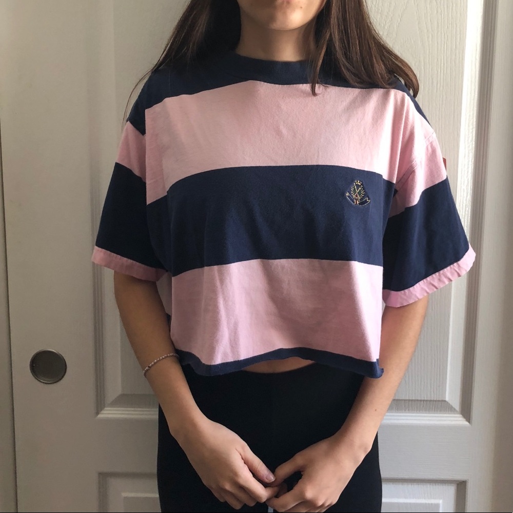 Color blocked cropped shirt